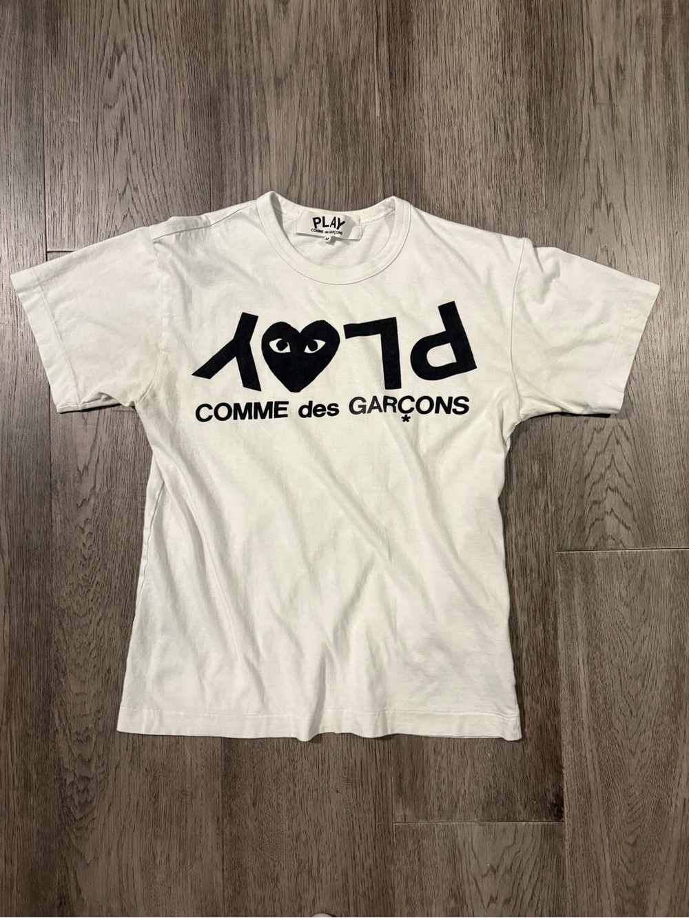 Comme des Garcons PLAY White and Black Logo Tee
